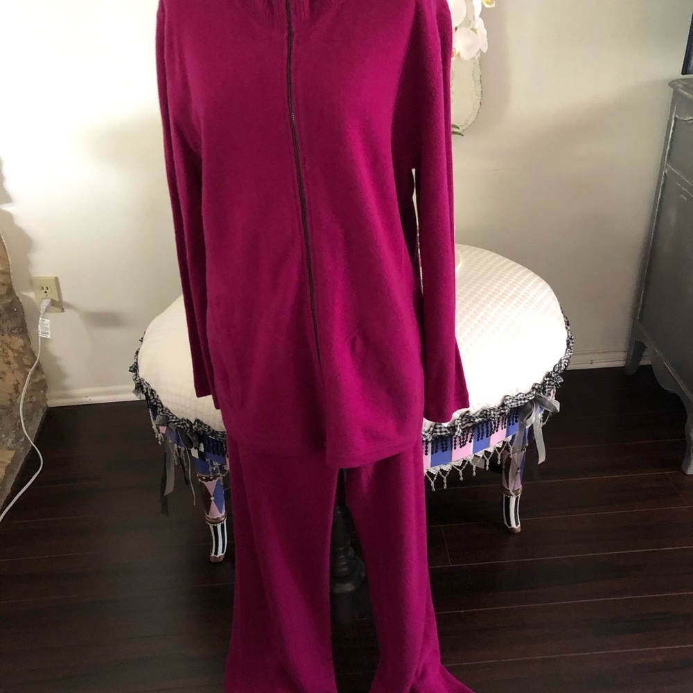 Nm 100% Cashmere Berry Colored Jacket Size Xl *Ma… - image 8